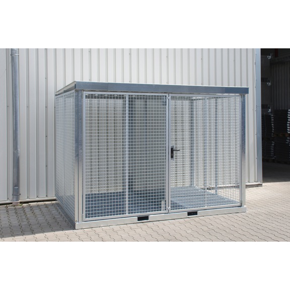 BAUER S&Uuml;DLOHN Gaz t&uuml;p&uuml; konteyneri, 3135 x 2170 x 2260 mm, ızgaralı zemin ile - Tavan ve tabanlı gaz t&uuml;p&uuml; konteyneri