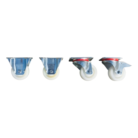 BAUER S&Uuml;DLOHN Accessoires pour Expo 150, 2 roues pivotantes et 2 fixes, dia. 100 mm, H 125 mm - jeu de roues