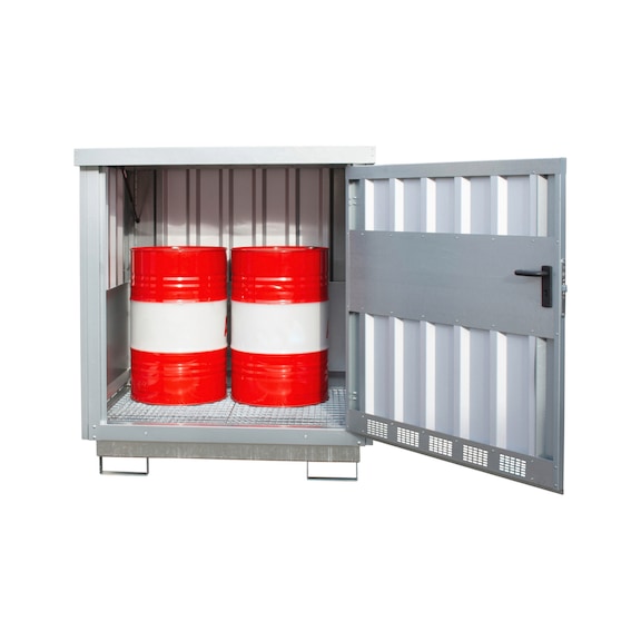 BAUER S&Uuml;DLOHN Gefahrstoff-Depot f&uuml;r 2x200l F&auml;sser LxBxH 1525x1250x1710 mm 205 l verzinkt - Gefahrstoff-Depot