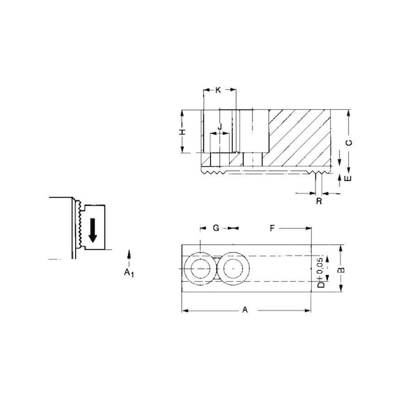 R&Ouml;HM Attachment jaws, size 800–1000, set of 3 jaws, hardenable, 90-degree pointed teeth - Cutting machine tool (accessories, additional equipment, other)