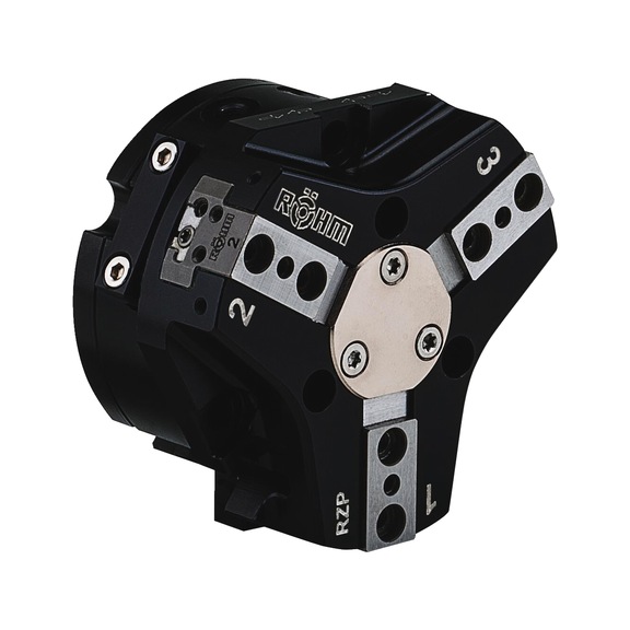 R&Ouml;HM RZP-64/3-1 GA Centric gripper, long jaw stroke, external gripping force safety device - Parallel air gripper