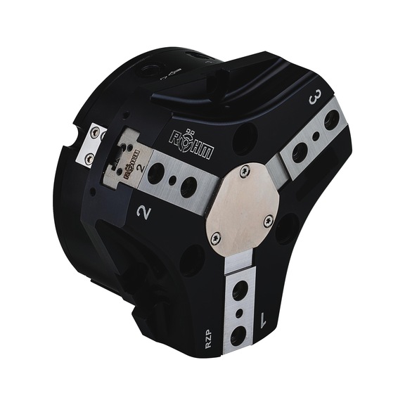 R&Ouml;HM RZP-125/3-2 GI Centric gripper, high gripping force, gripping force safety device for internal clamping - Parallel air gripper