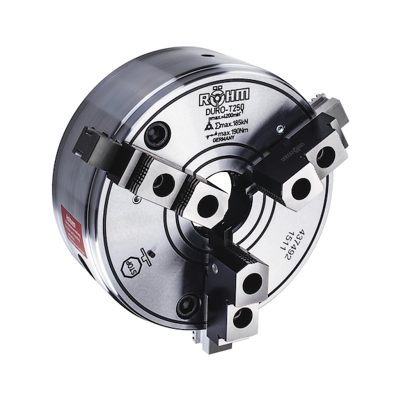 R&Ouml;HM DURO-T 400, 3-jaw, cylindrical centring mount, base and top jaws - Lathe tip, arbor, chuck (machine tool)