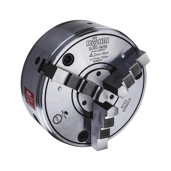 R&Ouml;HM DURO-TA 250, 3-jaw, cylindrical centring mount, one-piece reversible jaws - Lathe tip, arbor, chuck (machine tool)