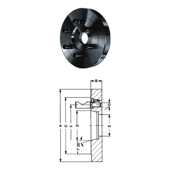 R&Ouml;HM Short-cone flange, external diameter 125, short cone 3, ISO 702-2 - Centering flange (standardized tool parts, tool and die, other)