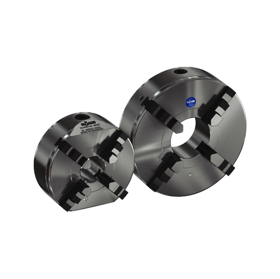 R&Ouml;HM Duro-M 630/4 flat-spiral chuck, cylindrical shank, drilling and turning jaws - Lathe tip, arbor, chuck (machine tool)