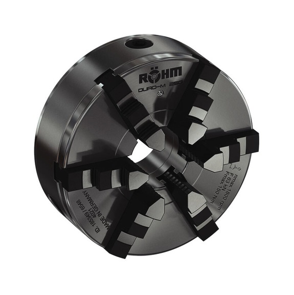 R&Ouml;HM Duro-M 160/6 flat-spiral chuck, cylindrical shank, drilling and turning jaws - Lathe tip, arbor, chuck (machine tool)