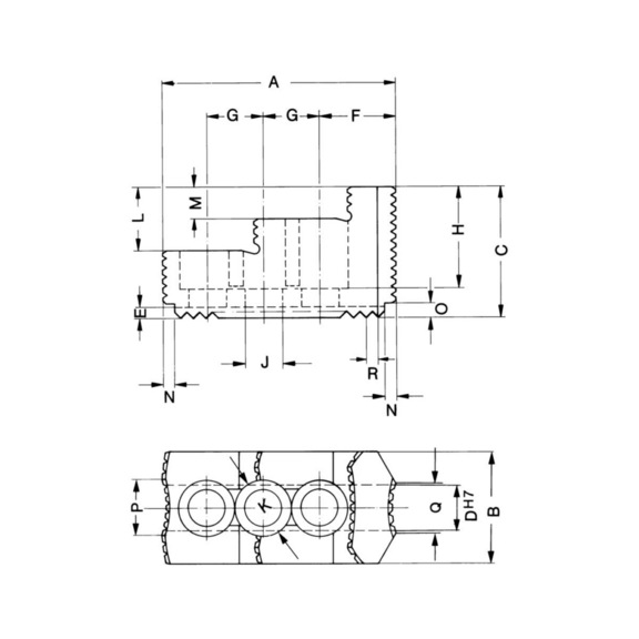 R&Ouml;HM Reversible attachment jaws, size 160, set of 2 jaws, 90-degree pointed teeth 046429 - Cutting machine tool (accessories, additional equipment, other)