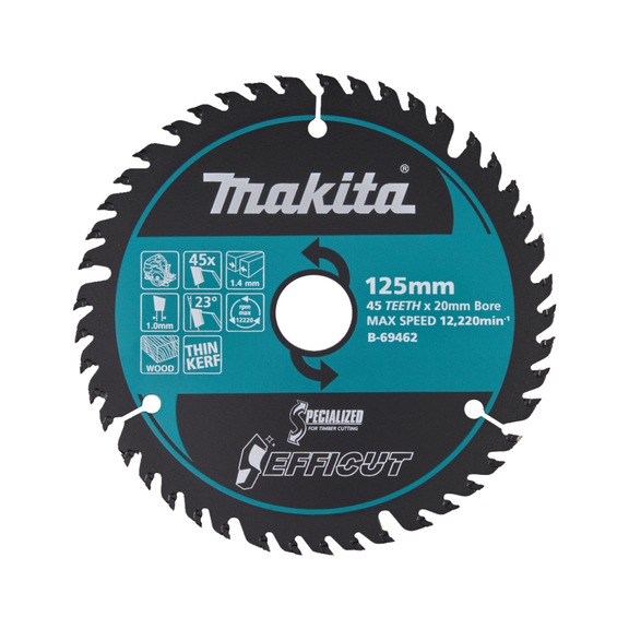 MAKITA EFFICUT circular saw blade, diameter 125 mm, 45 teeth, 1.4 mm kerf, B-69462 - EFFICUT Saw blades