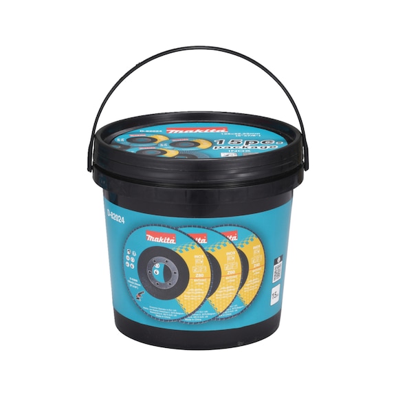 MAKITA F&auml;cherschleifscheiben-Set 15 teilig Durchmesser 125 mm Z40 Z60 Z80 INOX D-82024 - F&auml;cherschleifscheiben