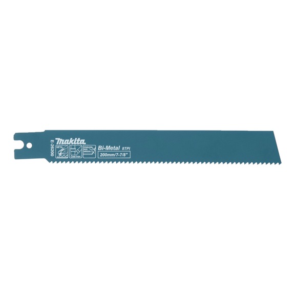 MAKITA BiM 200/8Z reciprocating blade, 8 tpi, length 172 mm, thickness 1.6 mm, 5 pieces E-26200 - Reciprocating saw blades for metal