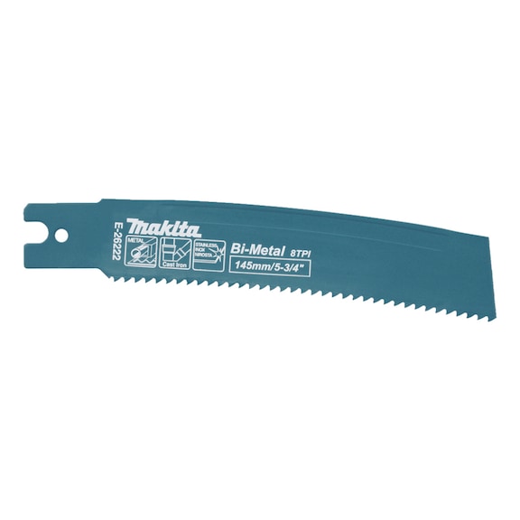 MAKITA BiM reciprocating blade 145/8Z, 8 tpi, length 117 mm, thickness 1.6 mm, curved, 5 pieces E-26222 - Reciprocating saw blades for metal