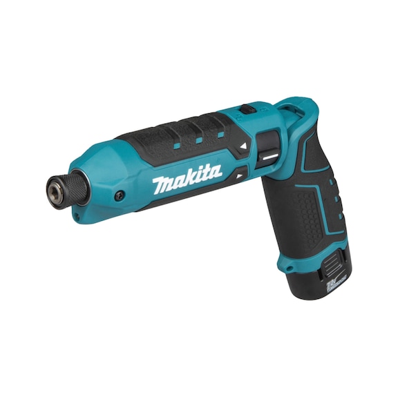 MAKITA 7.2V cordless angle impact driver, 1.5 Ah, 1/4 inch, 25 Nm, with 2 BL0715 batteries, TD023DSE - Cordless angle screwdriver TD023D