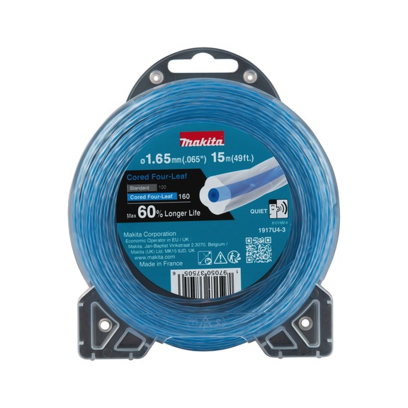 MAKITA FourLeaf cloverleaf-shaped mowing line, 1.65 mm, 15 m, noise-reduced 1917U4-3 - Trimmer line