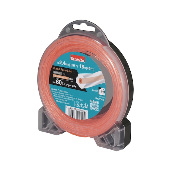 MAKITA FourLeaf cloverleaf-shaped mowing line, 2.4 mm, 15 m, noise-reduced 1917V0-8 - Trimmer line