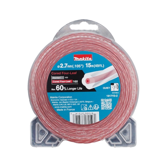 MAKITA FourLeaf cloverleaf-shaped mowing line, 2.7 mm, 15 m, noise-reduced 1917V3-2 - Trimmer line