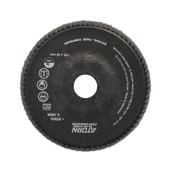ATORN Zircopur flap disc 125x22.2 mm, grain 120 zirconia - Disque &agrave; lamelles