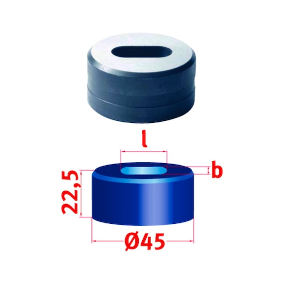 3889410,0X21,0 METALLKRAFT, Langlochmatrize Nr.45 10,0 x 21,0 mm - Langlochmatrize Nr. 45