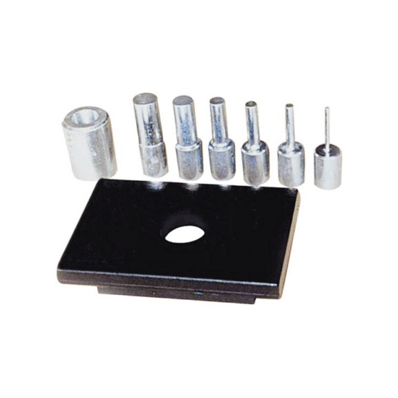 METALLKRAFT 4101030 METALLKRAFT, 6-teiliger Druckdornsatz mit Lochplatte f&uuml;r WPP 30 - Druckdorns&auml;tze