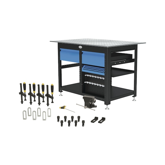191167342 SCHWEI&szlig;KRAFT, Werkbank Workstation Basispaket inkl. 2 Schubladen inkl. Werkzeug-Set B - Werkbank