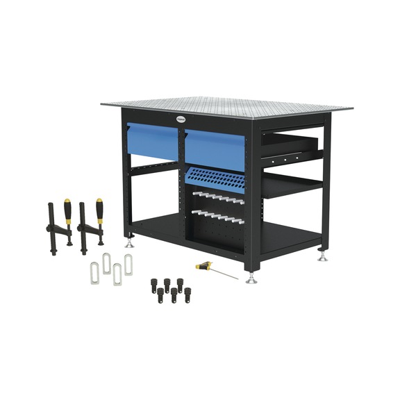191167322 SCHWEIßKRAFT, Werkbank Workstation Basispaket inkl. 2 Schubladen inkl. Werkzeug-Set A - Werkbank