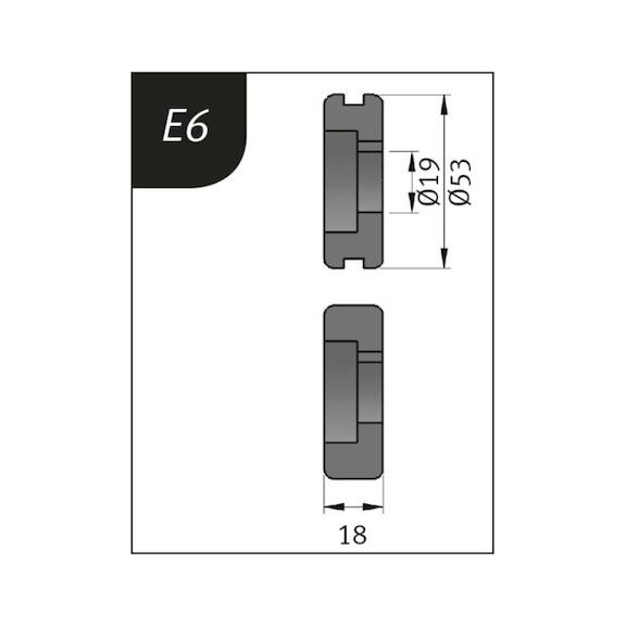 3880126 METALLKRAFT, Biegerollensatz Typ E6, Ø 53 x 19 x 18 mm - Biegerollensatz für Sickenbiegemaschinen