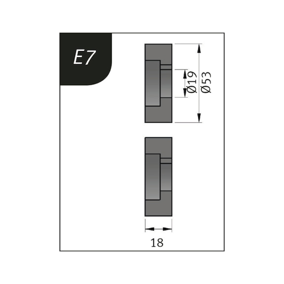 3880127 METALLKRAFT, Biegerollensatz Typ E7, Ø 53 x 19 x 18 mm - Biegerollensatz für Sickenbiegemaschinen