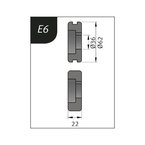 3880136 METALLKRAFT, Biegerollensatz Typ E6, Ø 62 x 36 x 22 mm - Biegerollensatz für Sickenbiegemaschinen