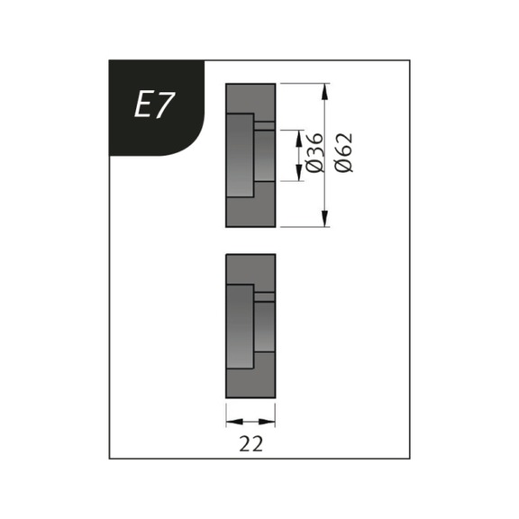 3880137 METALLKRAFT, Biegerollensatz Typ E7, Ø 62 x 36 x 22 mm - Biegerollensatz für Sickenbiegemaschinen