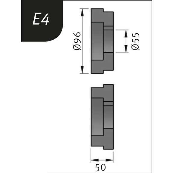 3880714 METALLKRAFT, Biegerollensatz Typ E4, Ø 96 x 55 x 50 mm - Biegerollensatz für Sickenbiegemaschinen