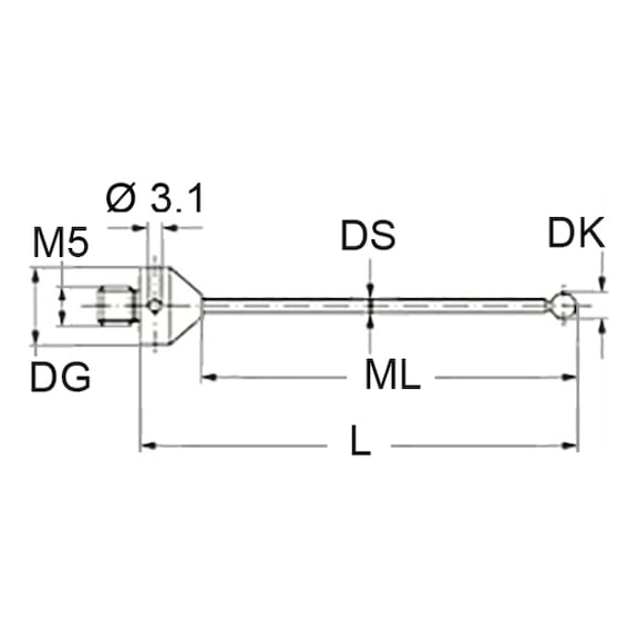 A-5555-0059 RENISHAW, Tasteinsatz Kugel-Ø 2 mm - Tasteinsätze, Anschlussgewinde M5