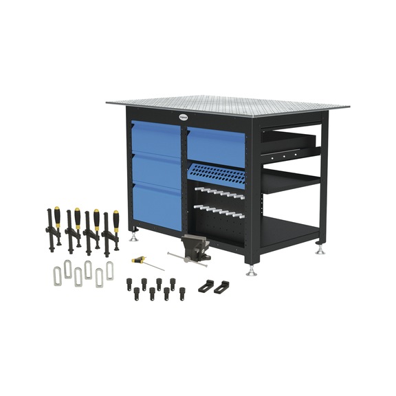 SCHWEI&szlig;KRAFT 191167343 SCHWEI&szlig;KRAFT, Werkbank Workstation Basispaket inkl. 4 Schubladen inkl. Werkzeug-Set B - Werkbank