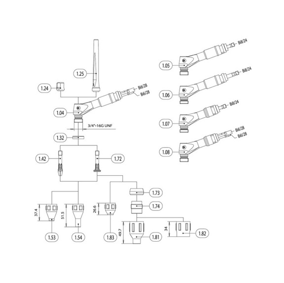 1465458 Rehm, WIG-Schwei&szlig;brenner, wassergek&uuml;hlt R-TIG 12-450W 8m - WIG Schwei&szlig;brenner Modell R-TIG 12