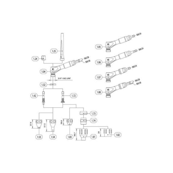 1465454 Rehm, WIG-Schwei&szlig;brenner, wassergek&uuml;hlt R-TIG 12-450W 4m - WIG Schwei&szlig;brenner Modell R-TIG 12