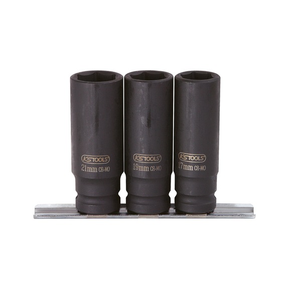 1/2 inch hex power socket set, long, 3-piece - 1/2 inch hex power socket set