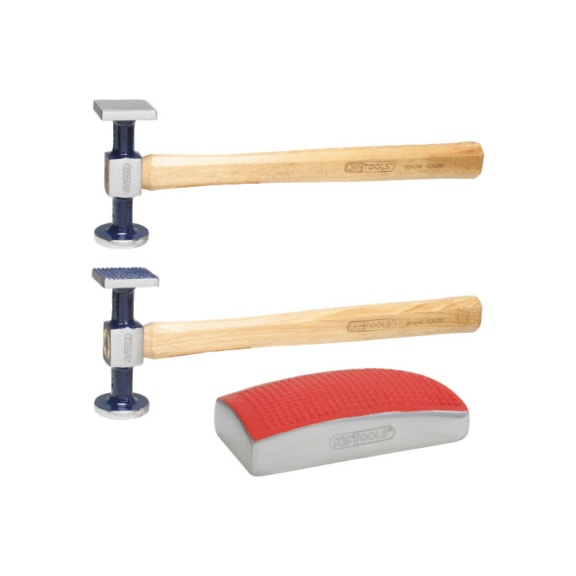 Bodywork dent removal set, 3-piece - Hammer, dent removal tool (parts)