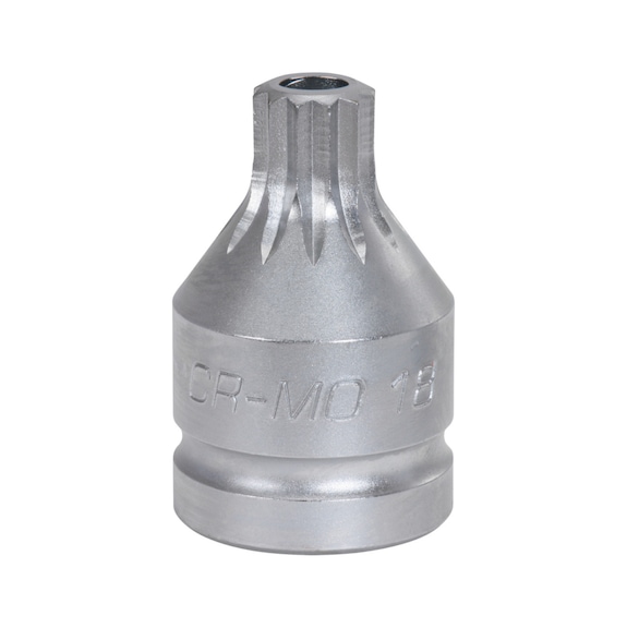3/4 inch power bit socket multi-tooth with bore, short, M16 - 3/4 inch power bit socket multi-tooth