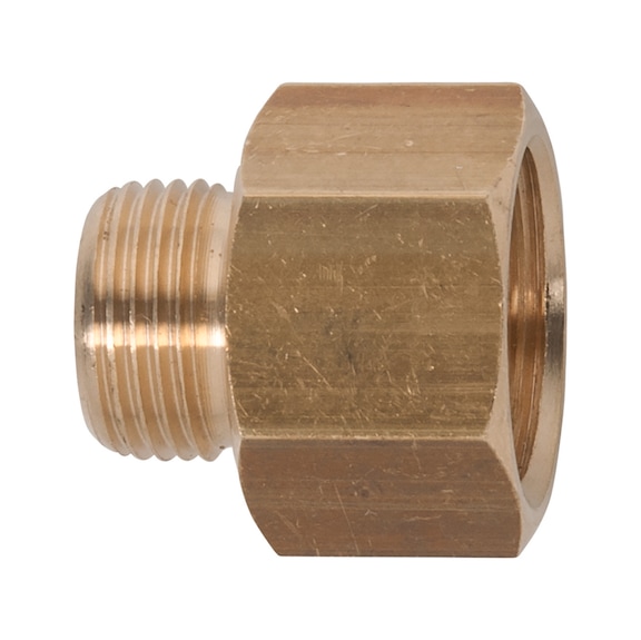 Brass reducing nipple, G3/8 inch male x G1/2 inch female - Plug nipple (compressed air tool accessory)