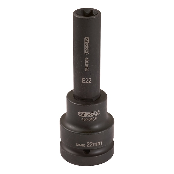 1 inch heavy-duty socket E-TX, long, E22 - 1 inch power socket E-Torx
