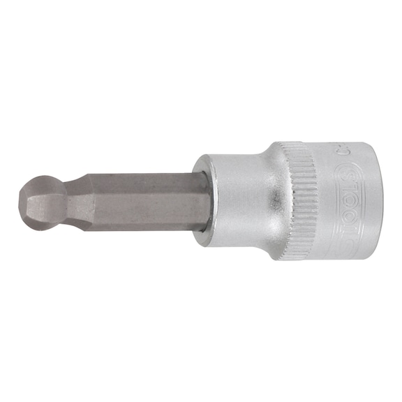 3/8 inch hex socket bit socket with ball head, 5 mm on hanger - 3/8 inch hex socket bit