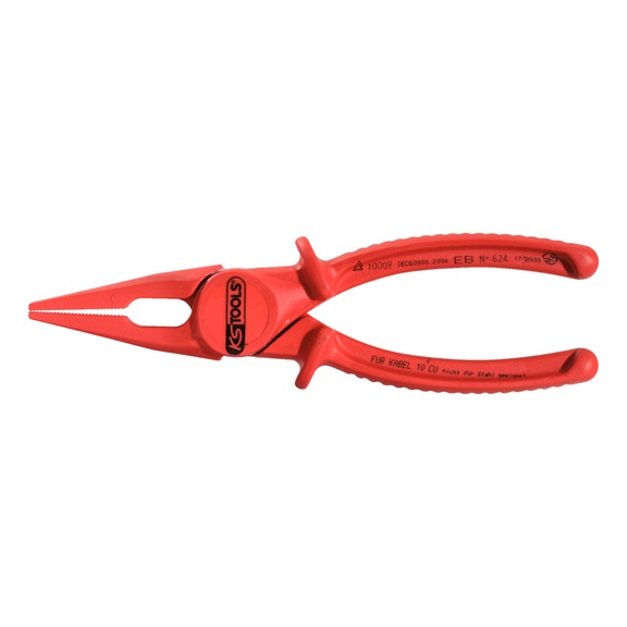 Plastic flat-nose pliers with protective insulation, 190 mm - Flat-nose pliers