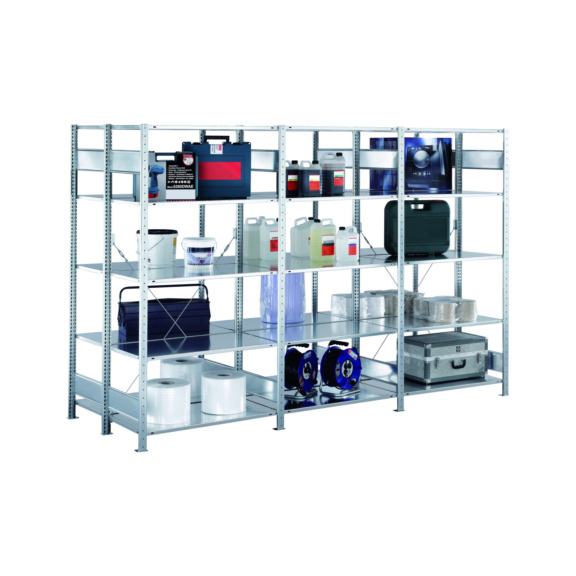 SCHULTE double base shelving plug-in system 250 kg 3000x1000x2x500 mm 2x7 shelves 14252-G - Shelving (workshop)