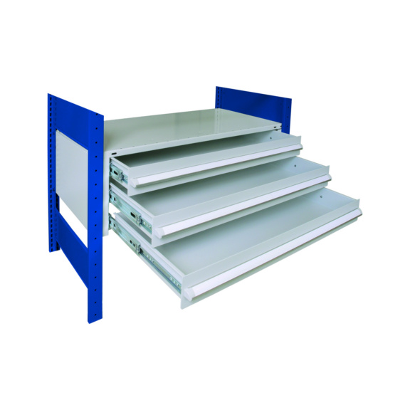 SCHULTE shelf drawer set of 3 70 kg load capacity RAL7035 300x1000x500 No. 25016 - Shelving (workshop)
