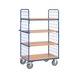 Shelf trolley 8412 load area 1000x700 mm with 4 shelves and 2 wire grid walls - Shelf trolley with 4 load areas, load capacity 600 kg - 1