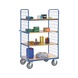 Shelf trolley 8412 load area 1000x700 mm with 4 shelves and 2 wire grid walls - Shelf trolley with 4 load areas, load capacity 600 kg - 2