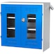 HK batt. ch. cab., doors w. view. win., 1030x1000x500 mm, 3 shel., RAL 7035/5010 - Battery charging cabinet with doors with viewing window - 2