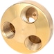 1/4 inch brass compressed air 3-way distributor, 41 mm - 1/4 inch brass compressed air - 1