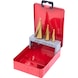HSS TiN step drill bit set, sheet steel cassette, 3-piece - HSS TiN step drill bit set - 1