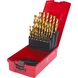HSS TiN twist drill set, plastic case, 25 pieces, 1-13 mm - HSS TiN twist drill set - 1