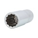 1/2 inch 12-point socket, long, 18 mm on hanger - 1/2 inch 12-point socket - 1